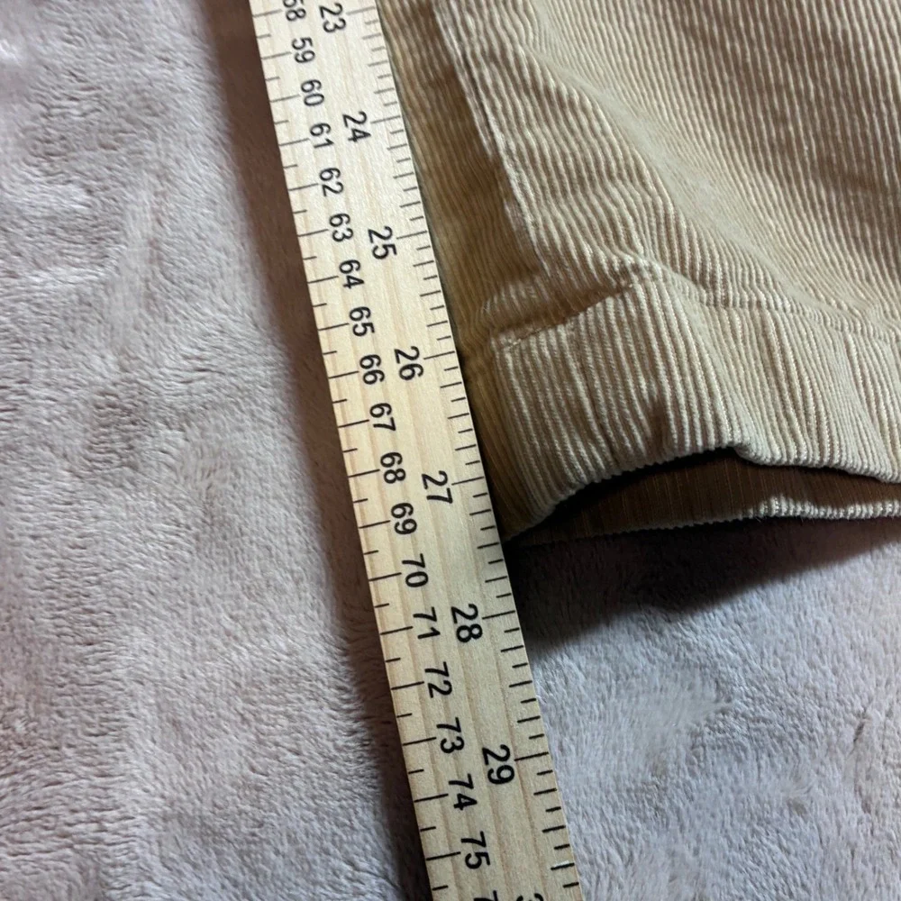 LL Bean Classic Fit Corduroy Pants Mens 42x29 Tan Khaki Wide Wale Heavy Cotton